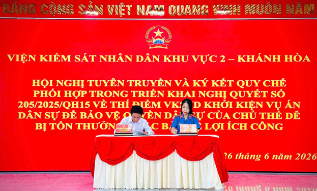 Viện kiểm sát nhân dân khu vực 2-Khánh Hòa Ký kết quy chế phối hợp thực hiện Nghị quyết 205/2025/QH15