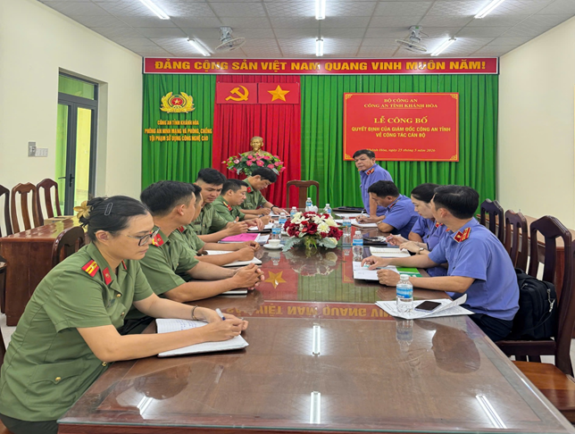 Viện kiểm sát nhân dân tỉnh Khành Hòa (Phòng 1) Trực tiếp kiểm sát việc tiếp nhận, giải quyết nguồn tin về tội phạm của Phòng An ninh mạng và phòng chống tội phạm sử dụng công nghệ cao