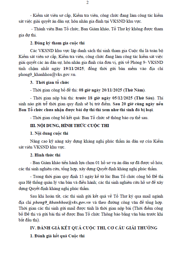 Kế hoạch tổ chức cuộc thi 