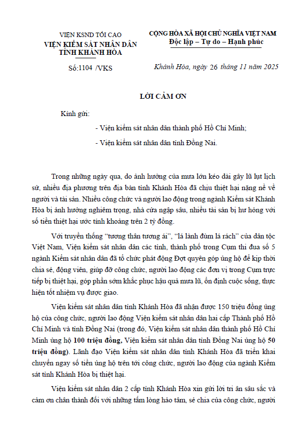 Ngành Kiểm sát Khánh Hòa chung tay khắc phục hậu quả sau đợt mưa lũ kéo dài 