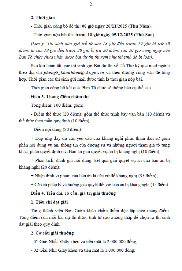 Thể lệ cuộc thi 