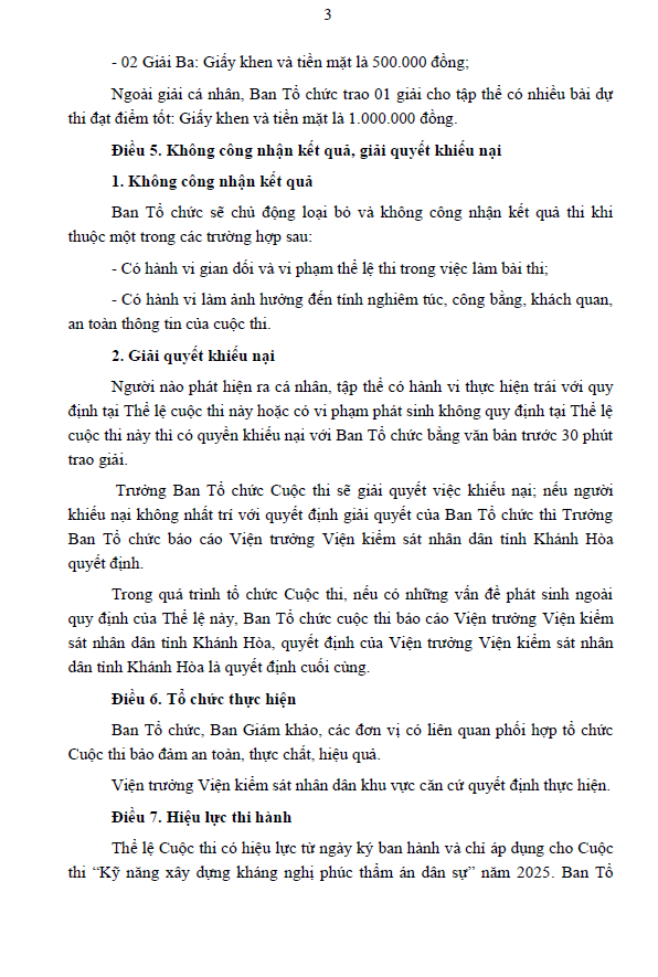 Thể lệ cuộc thi 