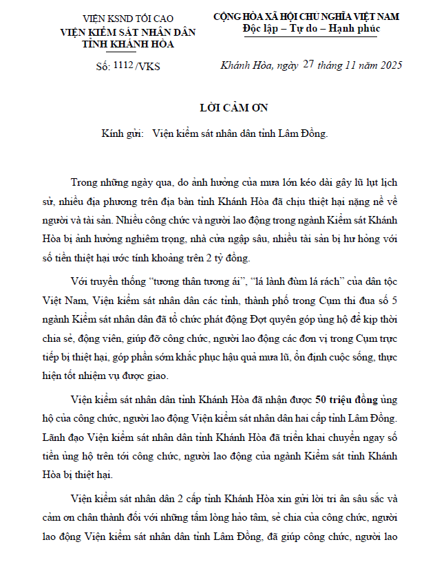 Ngành Kiểm sát Khánh Hòa chung tay khắc phục hậu quả sau đợt mưa lũ kéo dài 