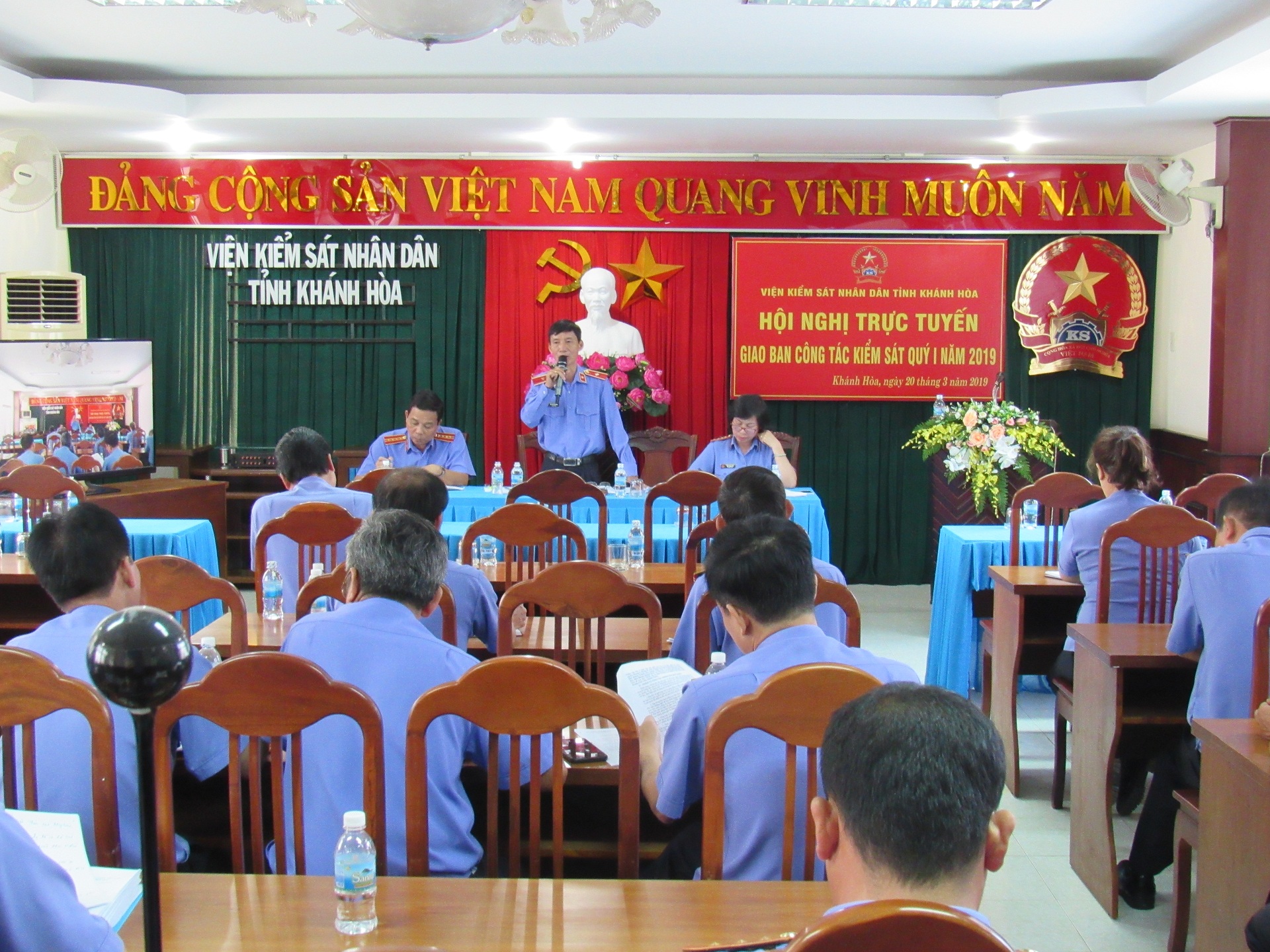 Viện kiểm sát nhân dân tỉnh Khánh Hòa tổ chức Hội nghị trực tuyến giao ban hai cấp kiểm sát quý I năm 2019